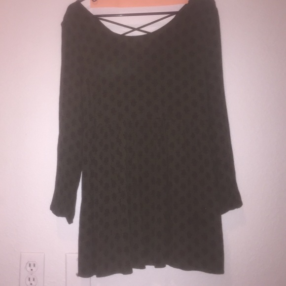Olive peasant dress