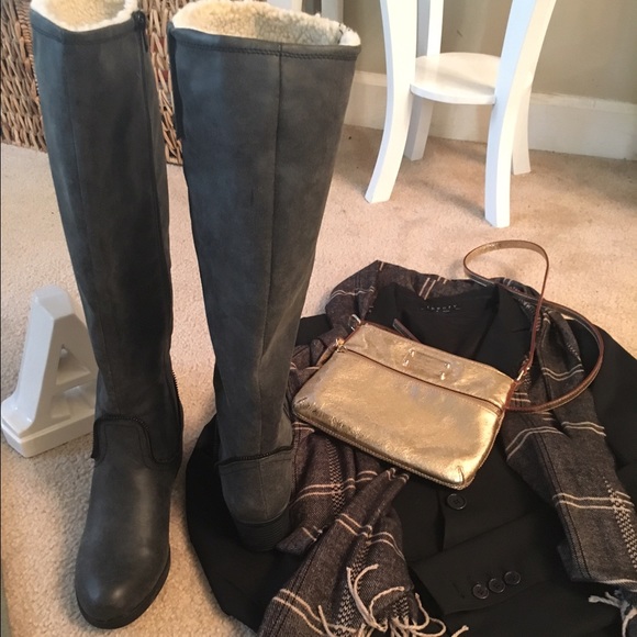 Riding boots! Sz7.5 gray w/zipper design!! Tall