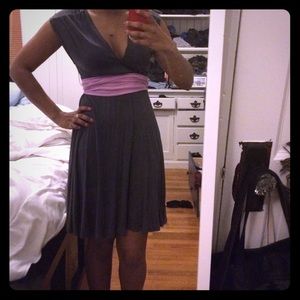 Gray dress with pink belt