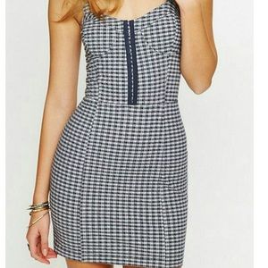 Free People Gingham Navy and White Checkered Dress