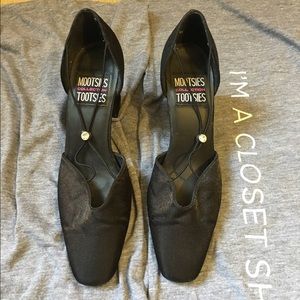 Mootsie Tootsies Black Shimmer Diamond Heels