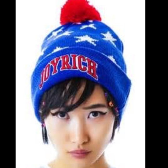 JOYRICH red white and blue Pom Pom beanie - Picture 1 of 3