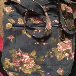 Denim print cross body small bag