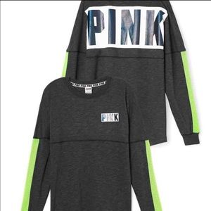 NWT!PINK VS Black Marl/Neon Sweatshirt Size:Small