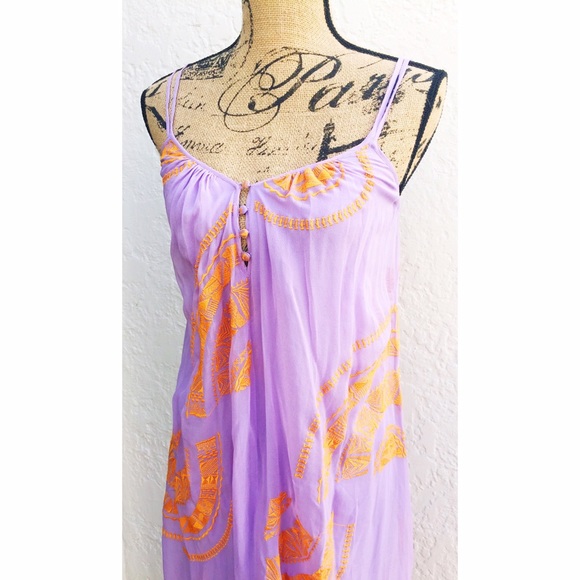 Cynthia Vincent Purple Embroidered High-Low Dress - Picture 2 of 4