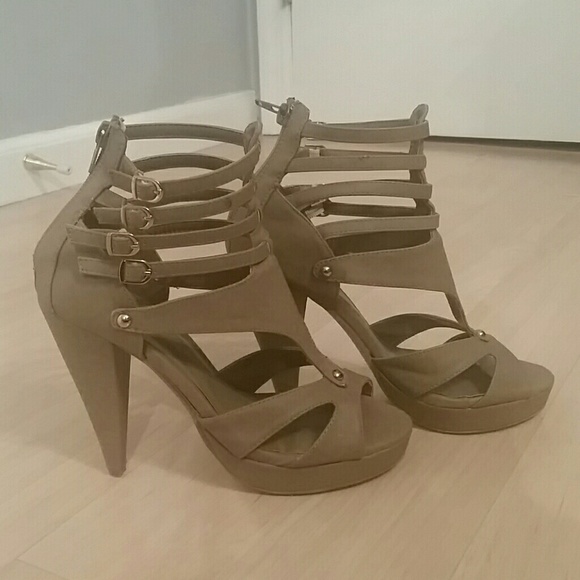 Dark taupe strappy heels