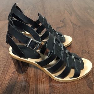 Zara strappy leather chunky heels