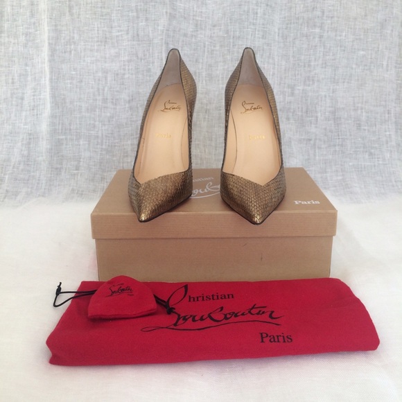 **SOLD** Christian Louboutin Gold Python Pumps - Picture 2 of 4