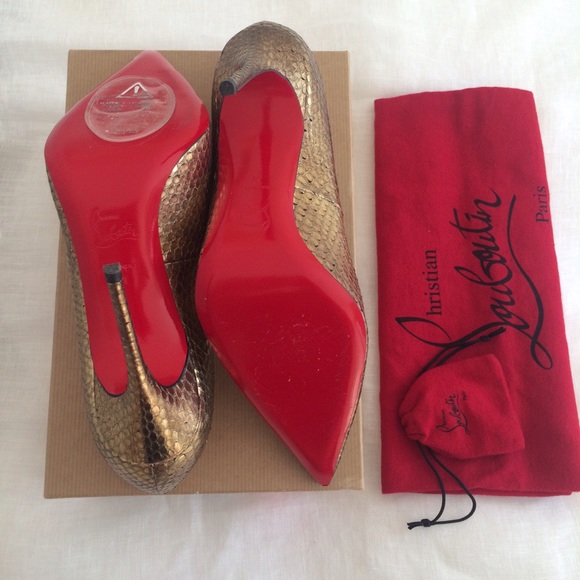 **SOLD** Christian Louboutin Gold Python Pumps - Picture 3 of 4