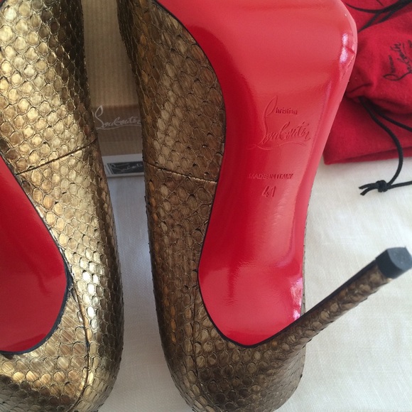 **SOLD** Christian Louboutin Gold Python Pumps - Picture 4 of 4