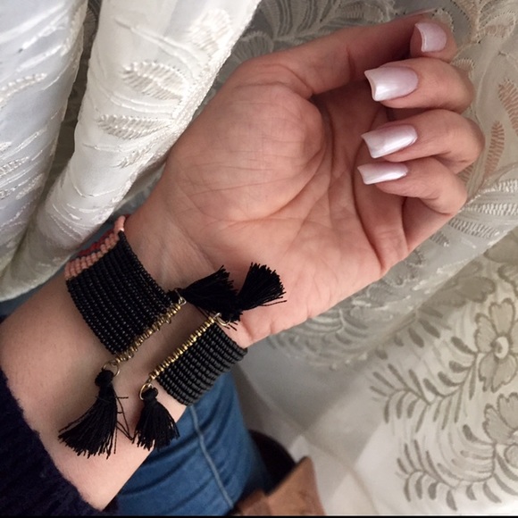 Beaded & Tasseled Cuff Bracelet - Picture 3 of 4