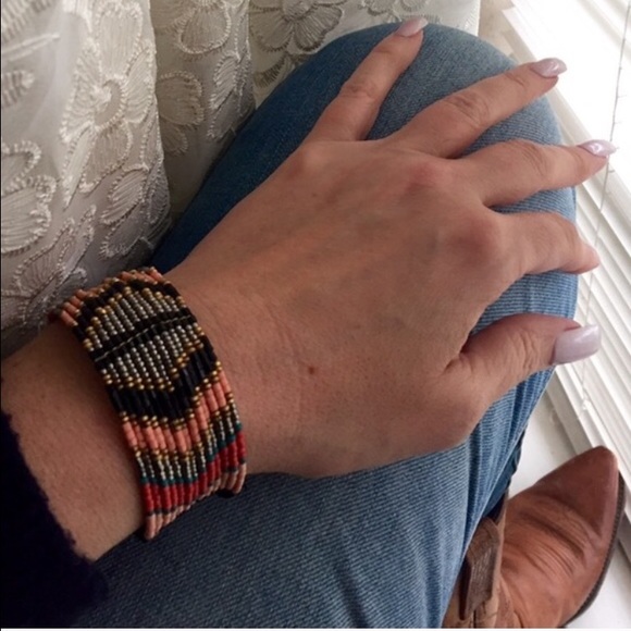 Beaded & Tasseled Cuff Bracelet - Picture 4 of 4