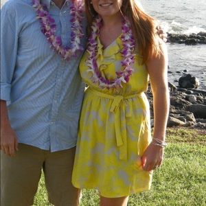 V Neck Tropical Print Dress