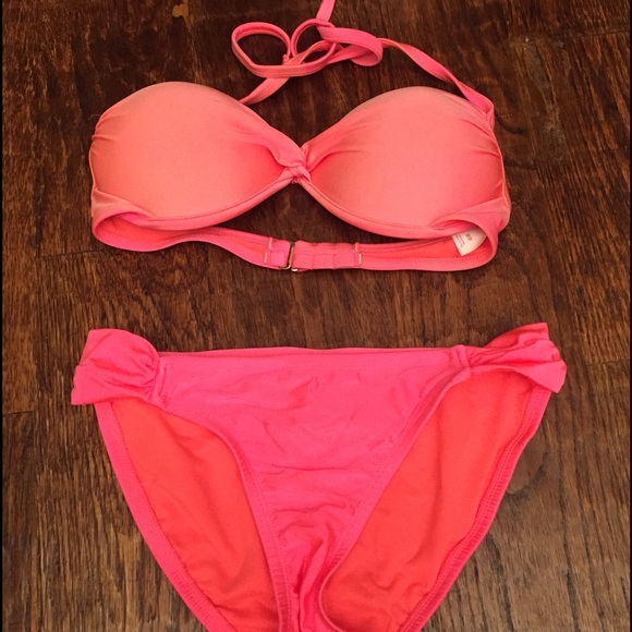 PEACHY PINK SWIMSUIT BIKINI, SZ: Top: M, Bottom: S
