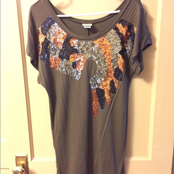 Olive green Tunic with sequin detail