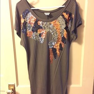 Olive green Tunic with sequin detail