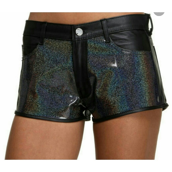 This IS A Love Song Pants - "This IS A Love Song" Leather Holographic Shorts