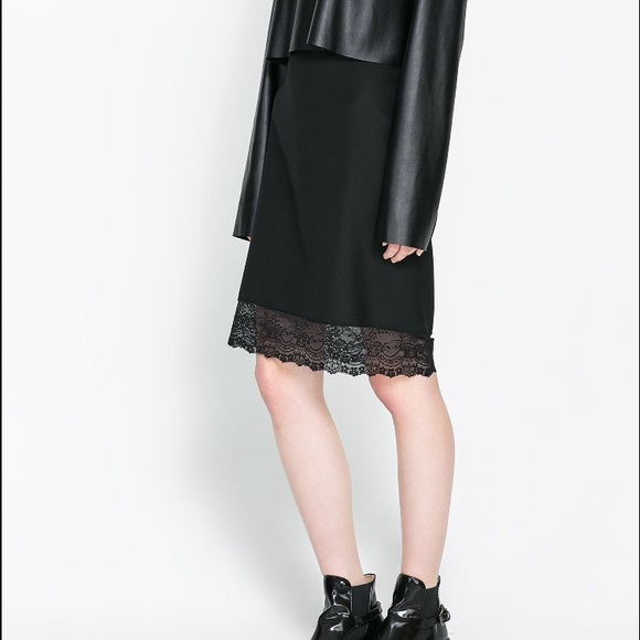 Zara knee length lace trim skirt - Picture 2 of 4
