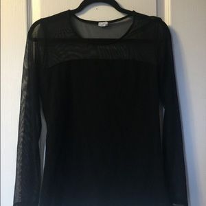 Black Long Sleeve Mesh Top
