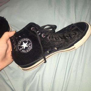 Black hightop spiked converse