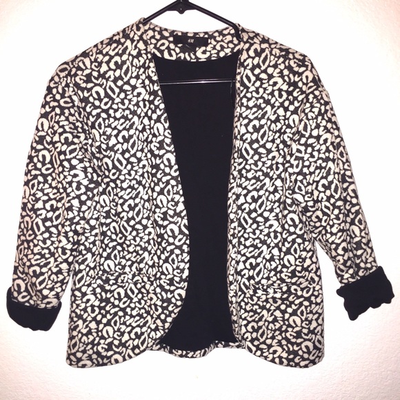 H&M Black/White Print Blazer