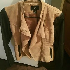 H &M Faux suede and leather moto jacket