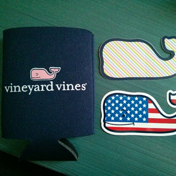 Vineyard Vines Coozie and Whale Sticker set