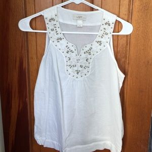 Embellished white tank top