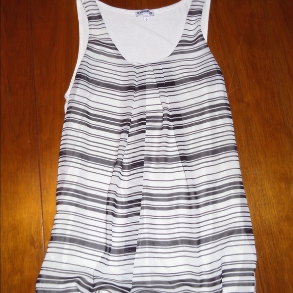 Express Black and white striped sleeveless blouse