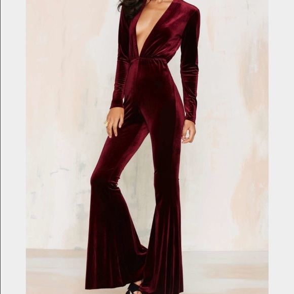 Nasty Gal bell it like it is velvet jumpsuit
