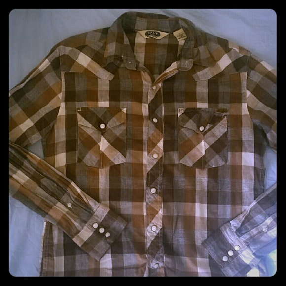 Urban Outfitters Salt Valley Plaid Western Button