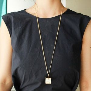 Long Gold Marble Necklace