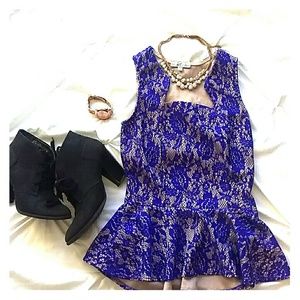 Gorgeous purple and tan peplum top