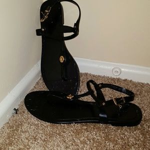 Black & gold Coach sandals!