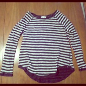 Soft gray and black striped long sleeve shirt
