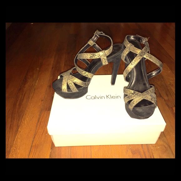 Calvin Klein Kamille Metallic Suede heels