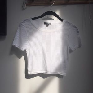White Ribbed Cropped Top