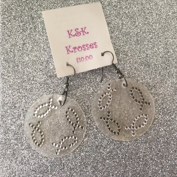 Shell & Rhinestone Earrings - Picture 2 of 3