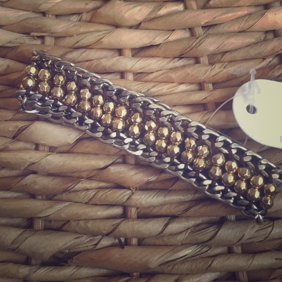 Chain link and gold tone bracelet