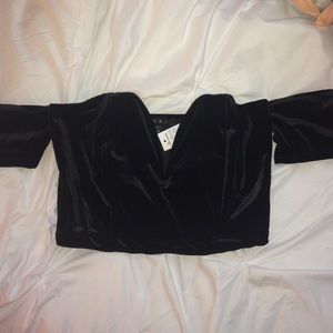 Black Velvet Crop Top NWT