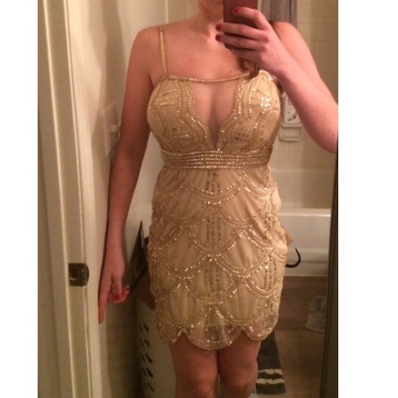 Revolve Raga Gold Embellished Dress - Picture 4 of 4