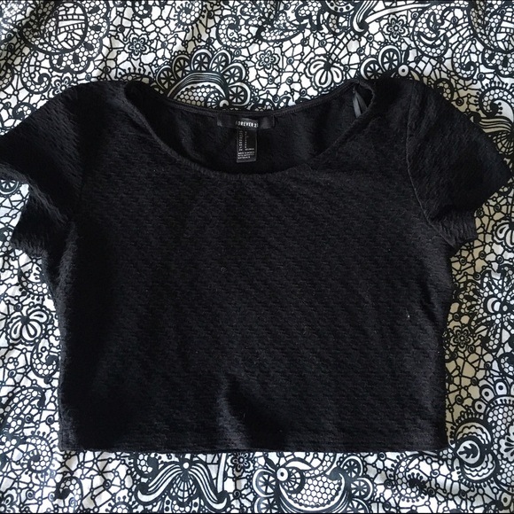 Black textured crop top