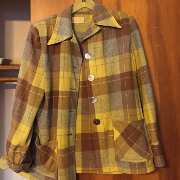 Vintage Pendleton Plaid Light Wool Jacket Yellow