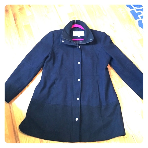 XL JESSICA SIMPSON COLORBLOCK PEACOAT- NAVY/BLACK