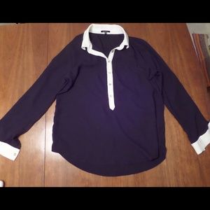 Black and white button up collared blouse