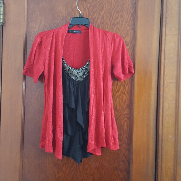 HeartSOUL Red over black dress shirt