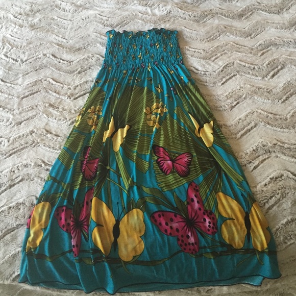 Stretchy tropical strapless sundress/coverup