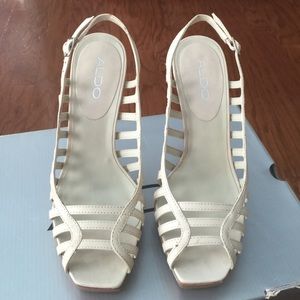 SOLD Aldo bone leather  sling back heel
