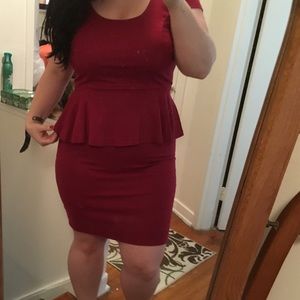 Beautiful red wine peplum dress