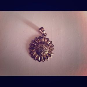 Boho wildflower silver Sunflower necklace